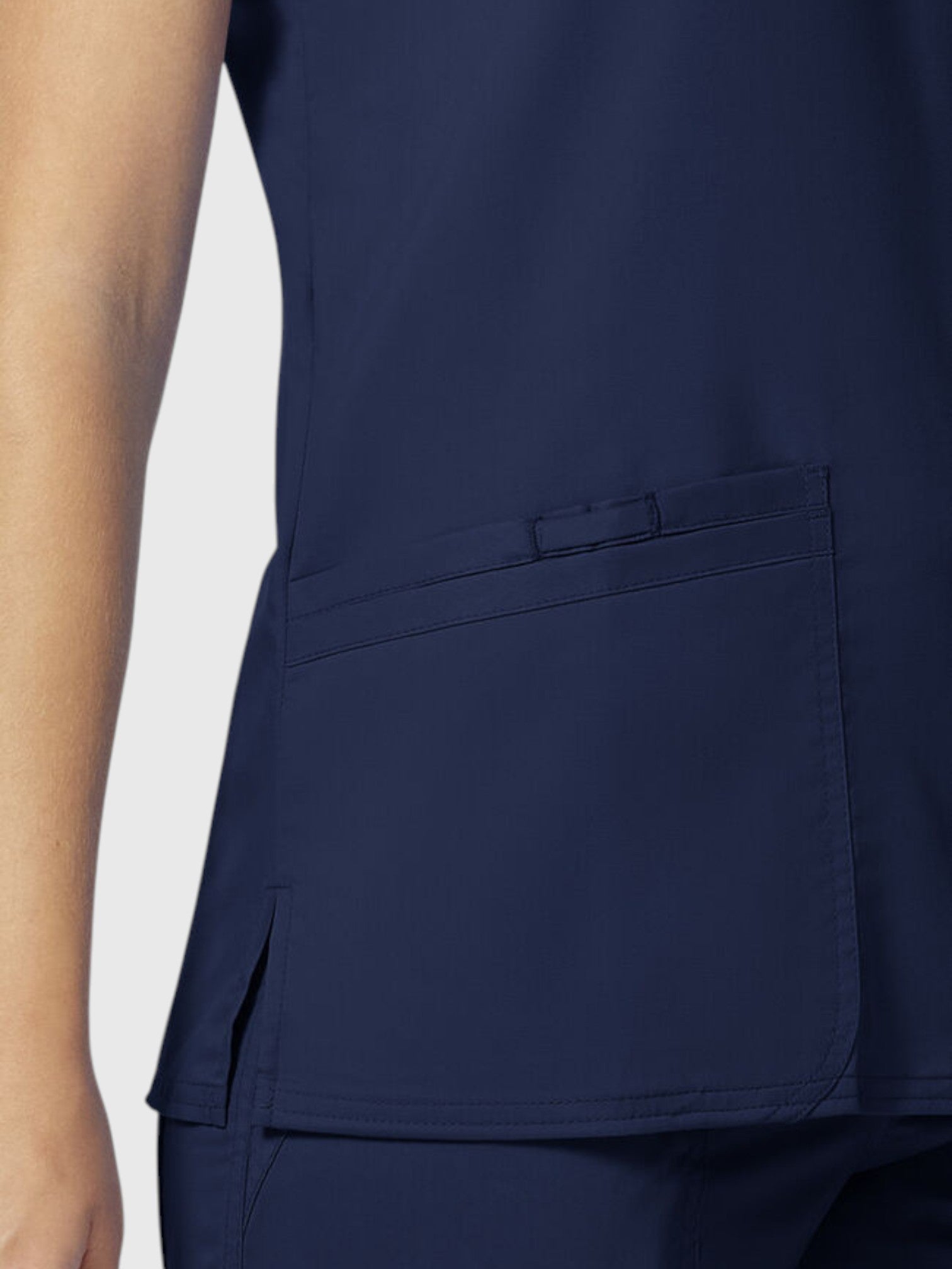 V-Neck Top | Tapered Leg Drawsting Pant 8 Pocket Women's Scrub Set#Color_Navy Blue
