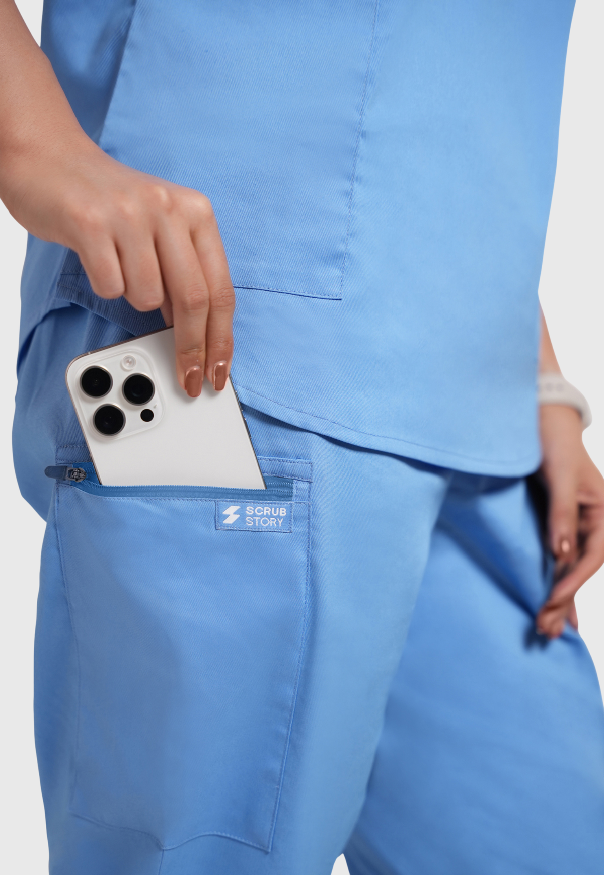 Scrub Pant - Women's Cotton 4 Pockets#color_Ceil Blue