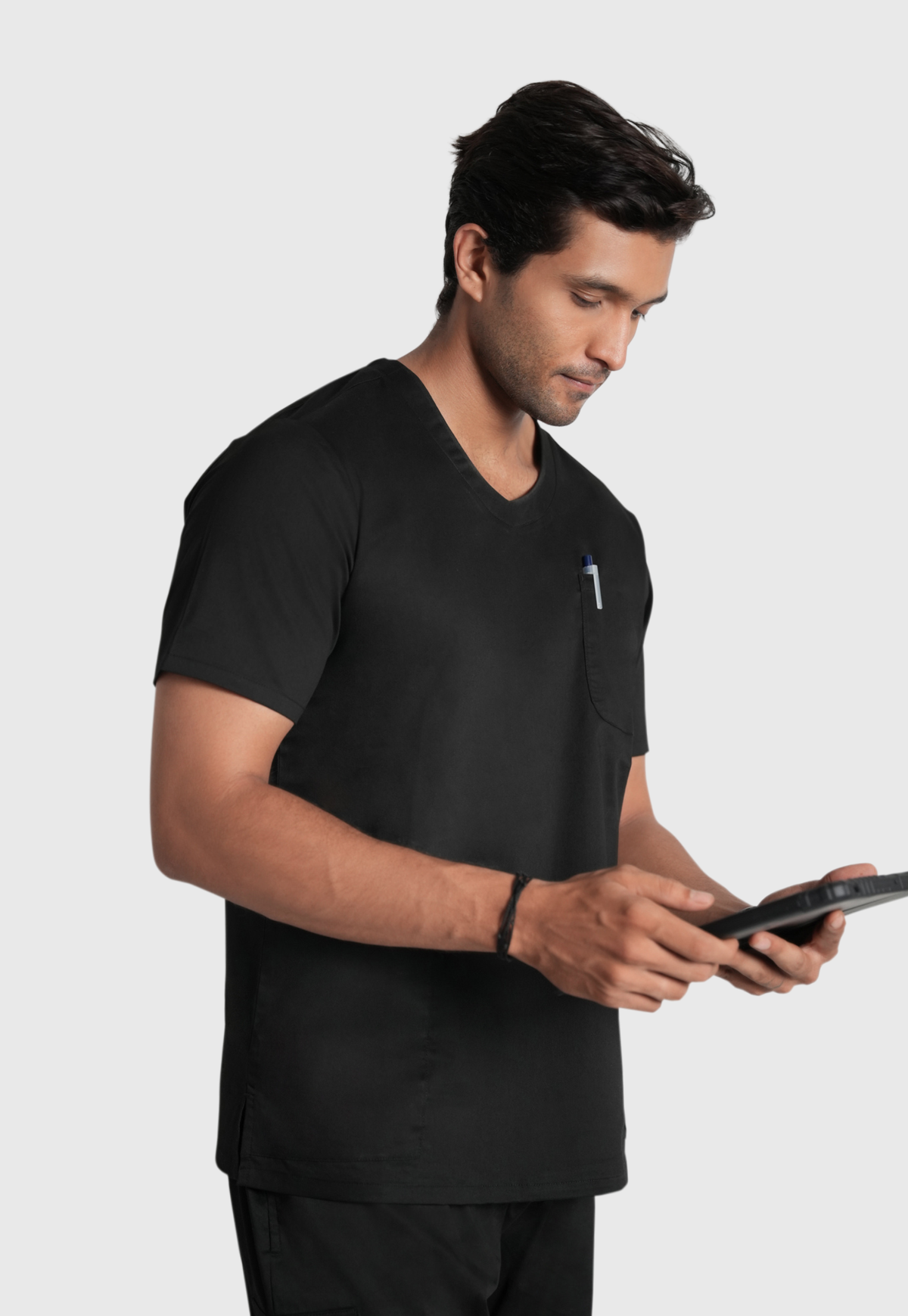 Scrub Top - Men's Cotton V-Neck 3 Pocket