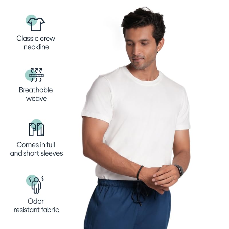 CloudFresh Men Half Sleeve Underscrub#Color_White