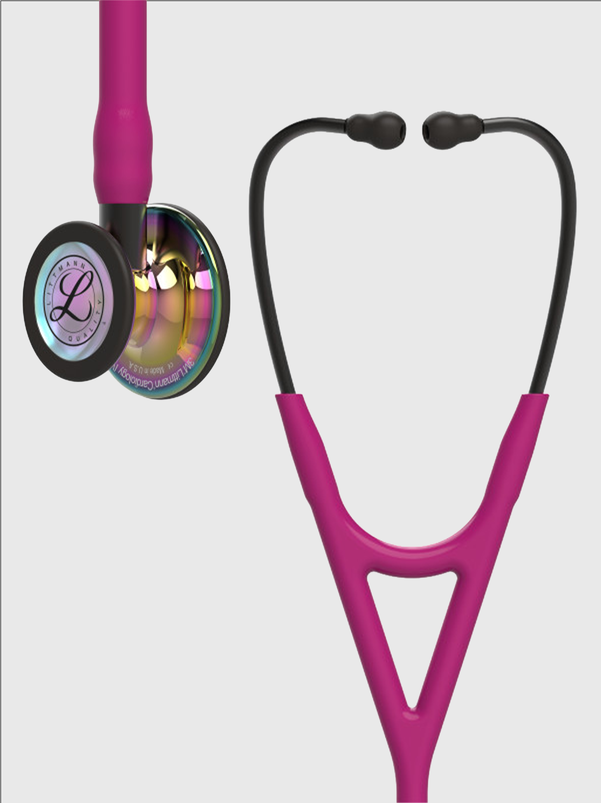 Cardiology IV 6241 with High Polish Rainbow Finish Chestpiece, Raspberry Tube and Somke Stem