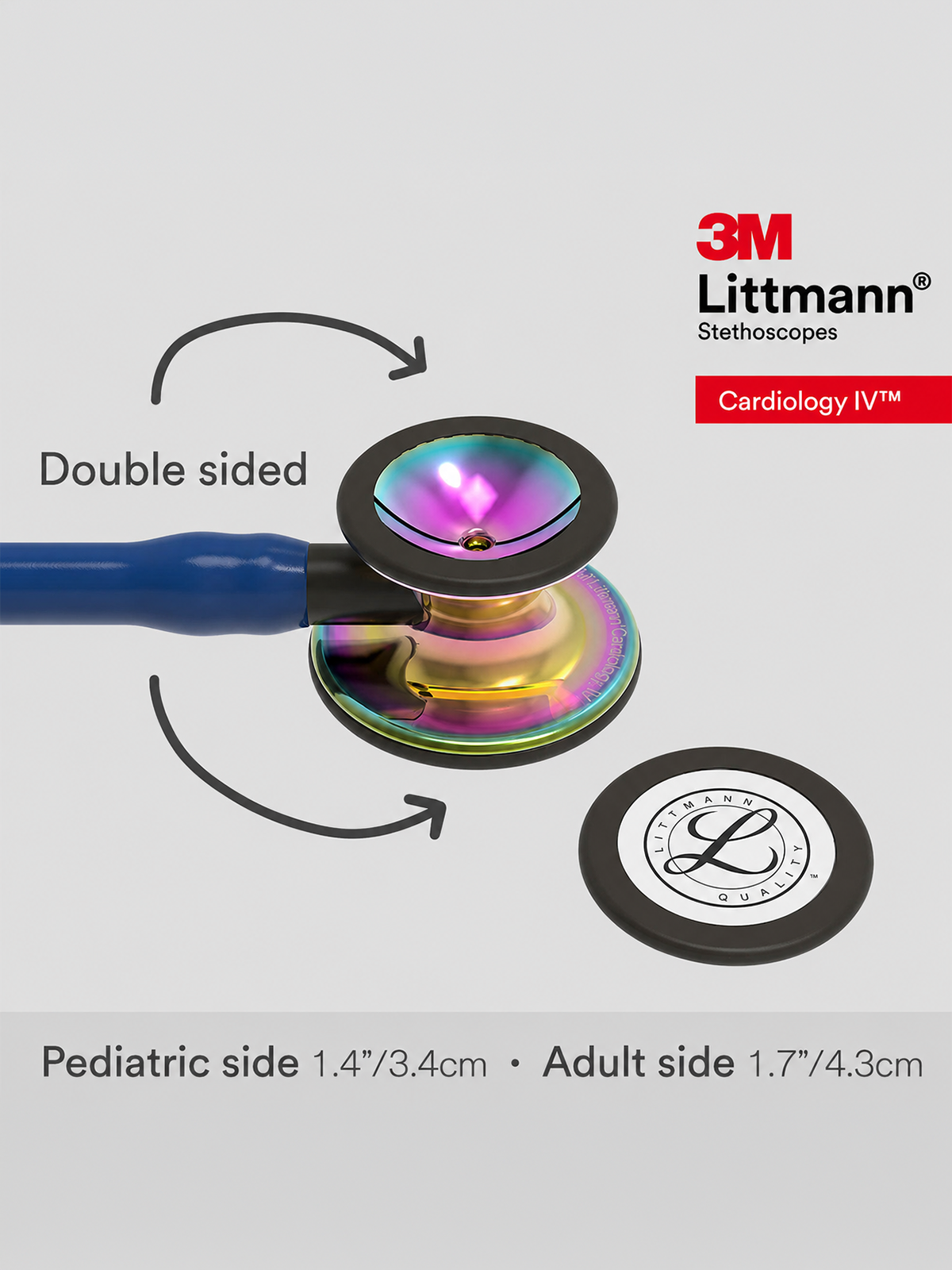 Cardiology IV 6242 with High Polish Rainbow Finish Chestpiece, Navy Tube and Black Stem