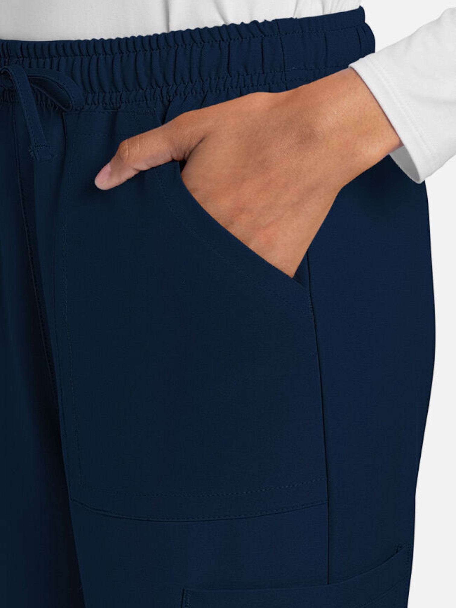 V-Neck Top | Straight Leg Pant 6 Pocket Women's Scrub Set#Color_
Navy Blue