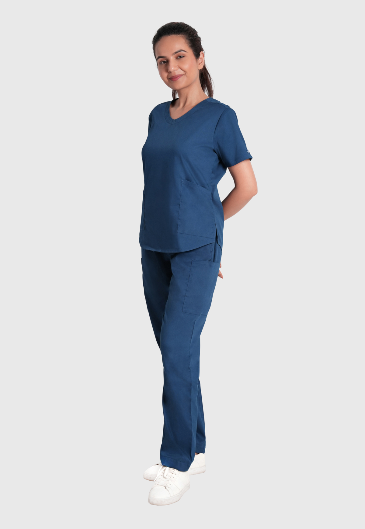 Scrub Top - Women's Cotton V-Neck 2 Pocket#color_Air Blue