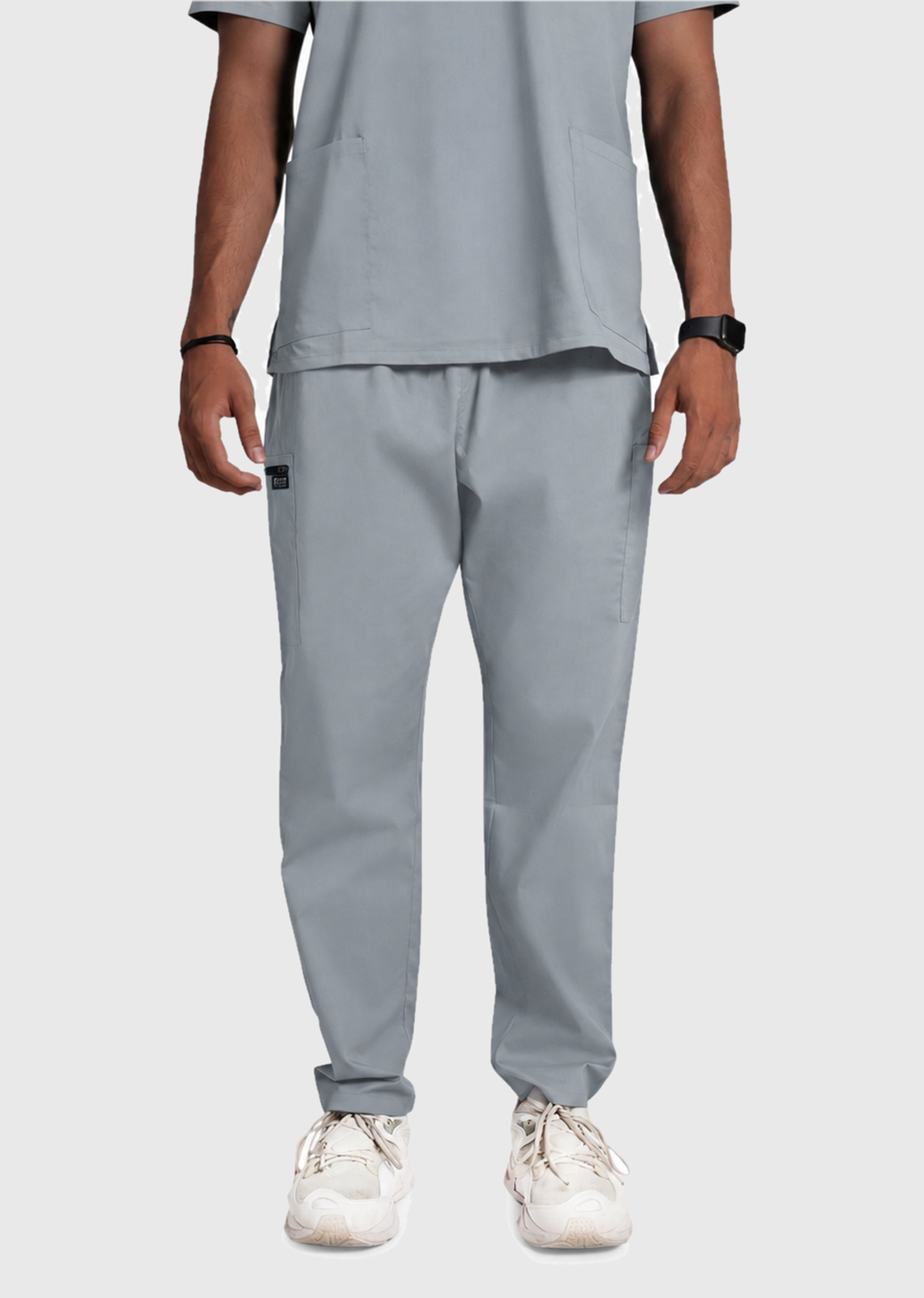 Scrub Set - Men's Cotton V Neck Top | Straight Pant | 7 Pocket#Color_Slate Grey
