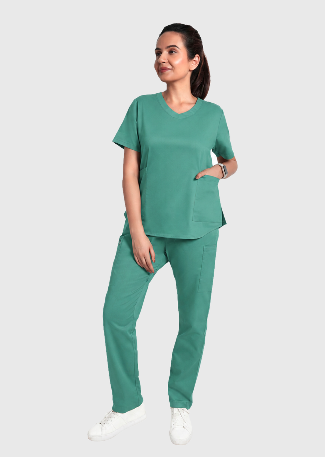 Scrub Top - Women's Cotton V-Neck 2 Pocket#color_Slate Grey