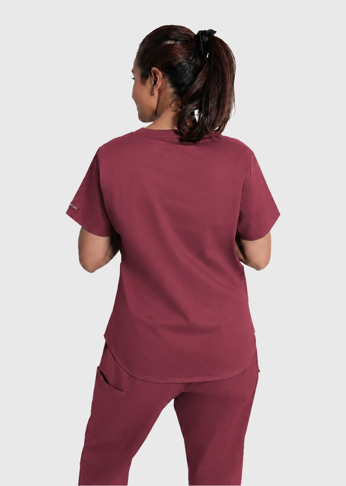 Scrub Set - Women's Cotton V Neck Top | Straight Pant | 6 Pockets#Color_Royal Plum