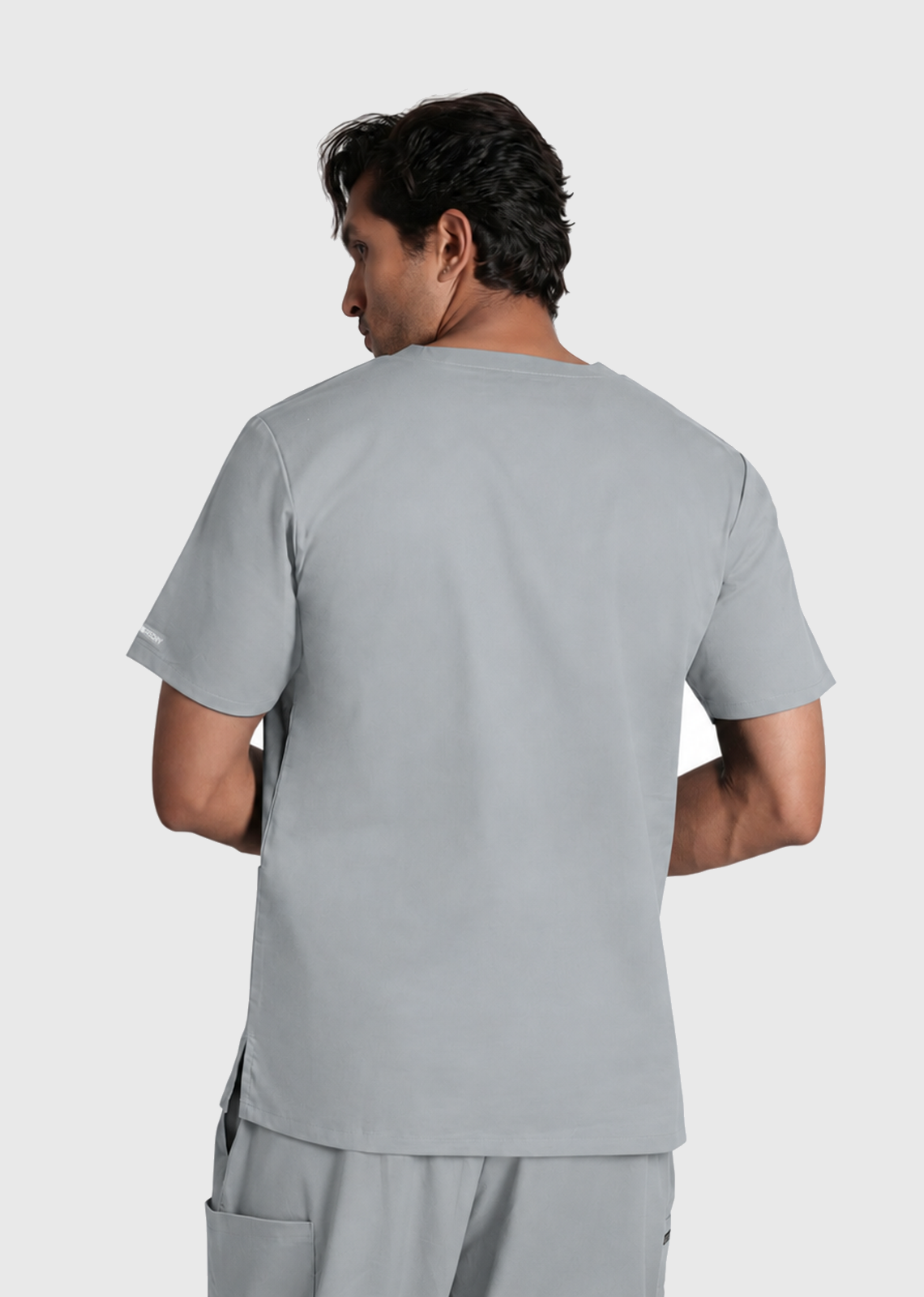 Scrub Set - Men's Cotton V Neck Top | Straight Pant | 7 Pocket#Color_Slate Grey