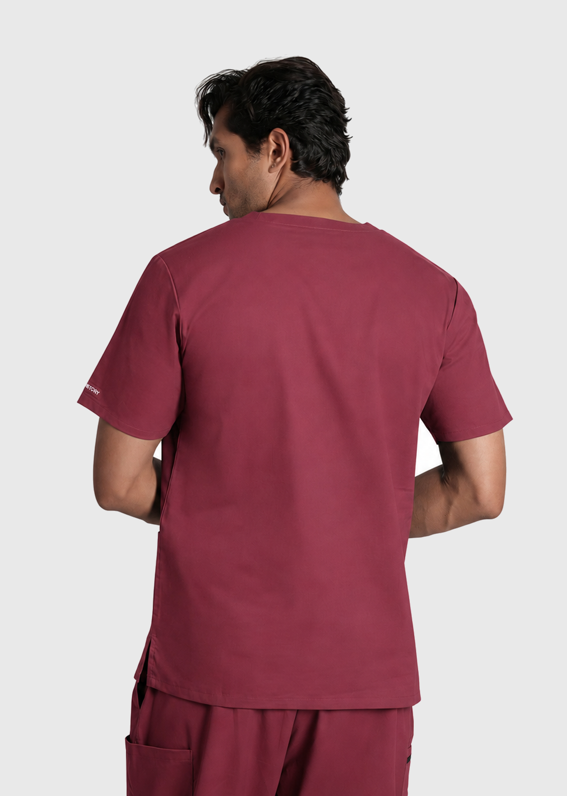 Scrub Set - Men's Cotton V Neck Top | Straight Pant | 7 Pocket#Color_Royal Plum