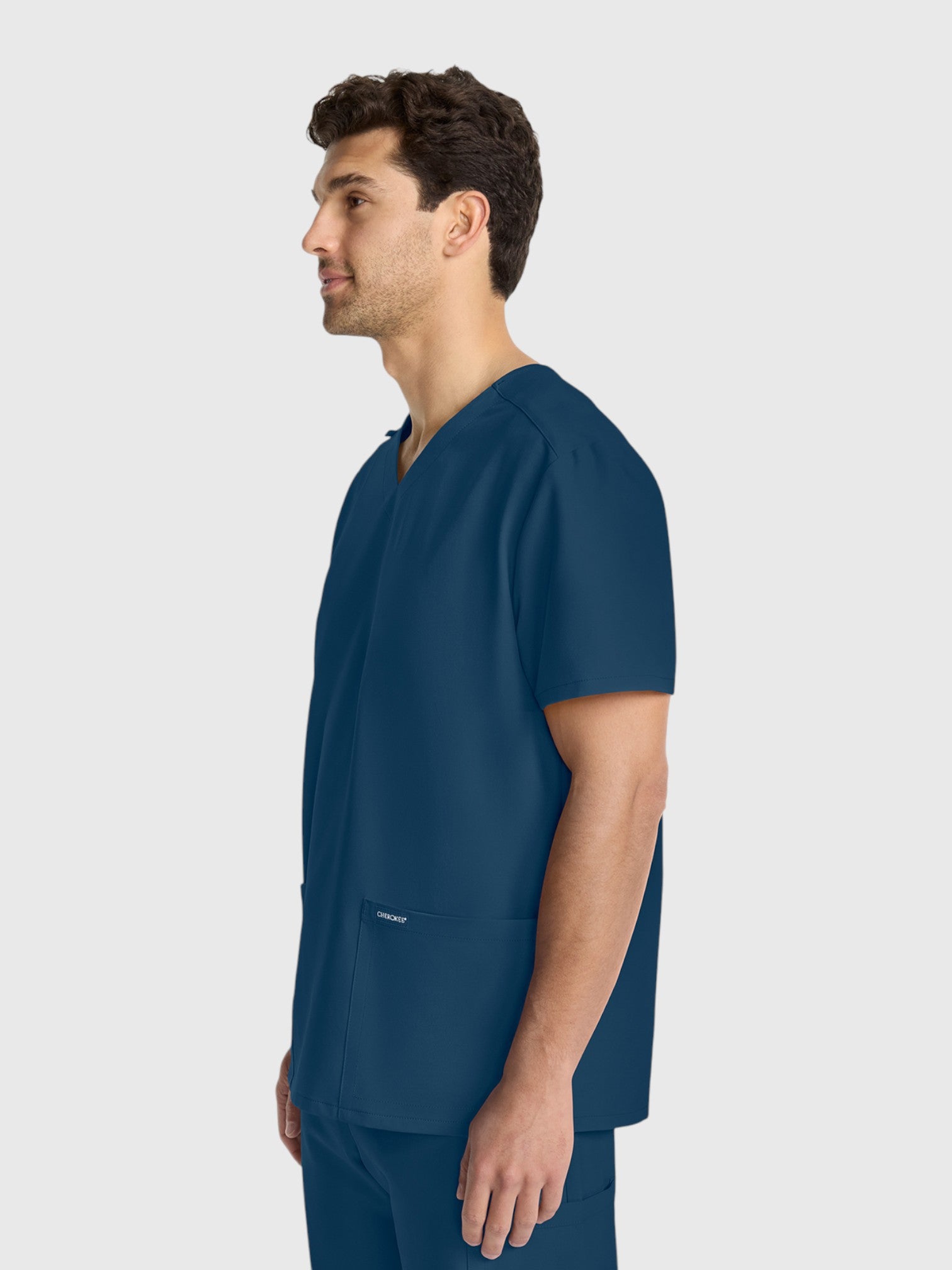 Modern V Neck 2 Pocket Unisex Scrub Top#Color_Caribbean Blue