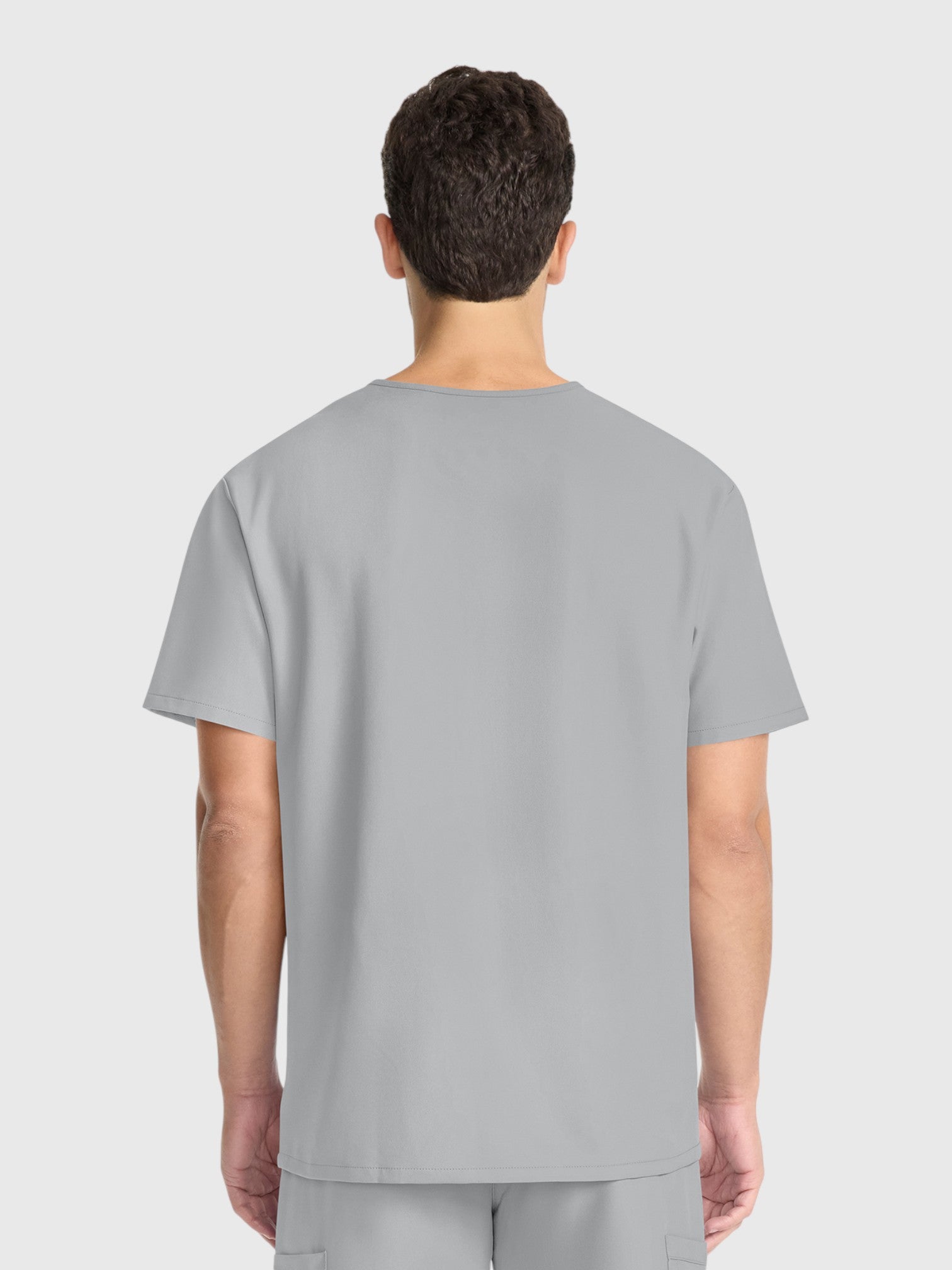 V-Neck Top | Straight Leg Pant 5 Pocket Unisex Scrub Set#Color_Grey