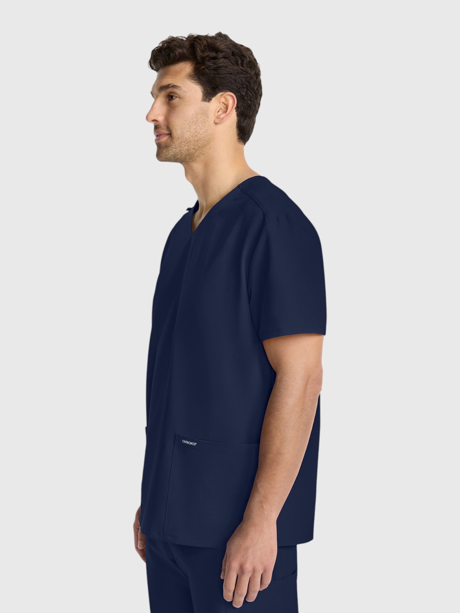 Modern V Neck 2 Pocket Unisex Scrub Top#Color_Navy Blue