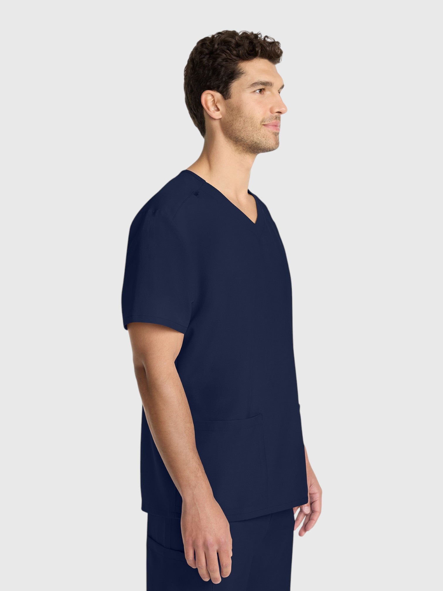 Modern V Neck 2 Pocket Unisex Scrub Top#Color_Navy Blue