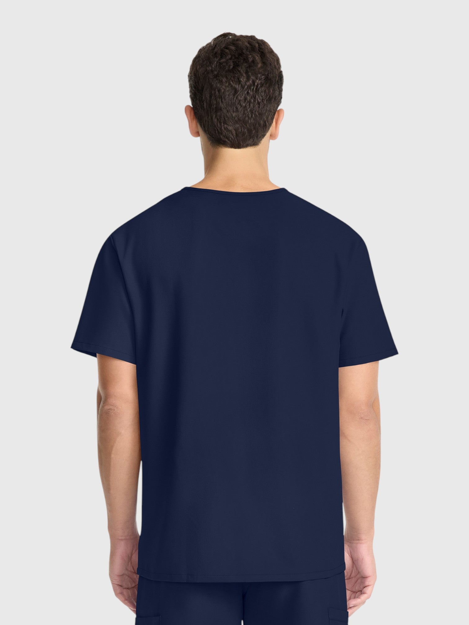 V-Neck Top | Straight Leg Pant 5 Pocket Unisex Scrub Set#Color_Navy Blue