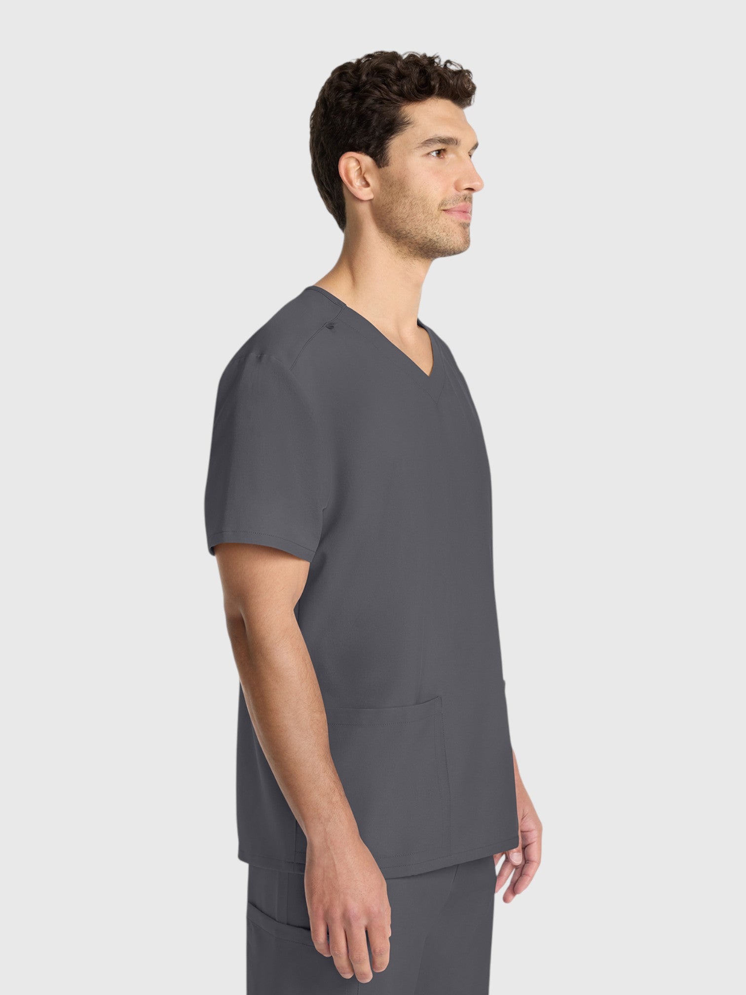 Modern V Neck 2 Pocket Unisex Scrub Top#Color_Pewter