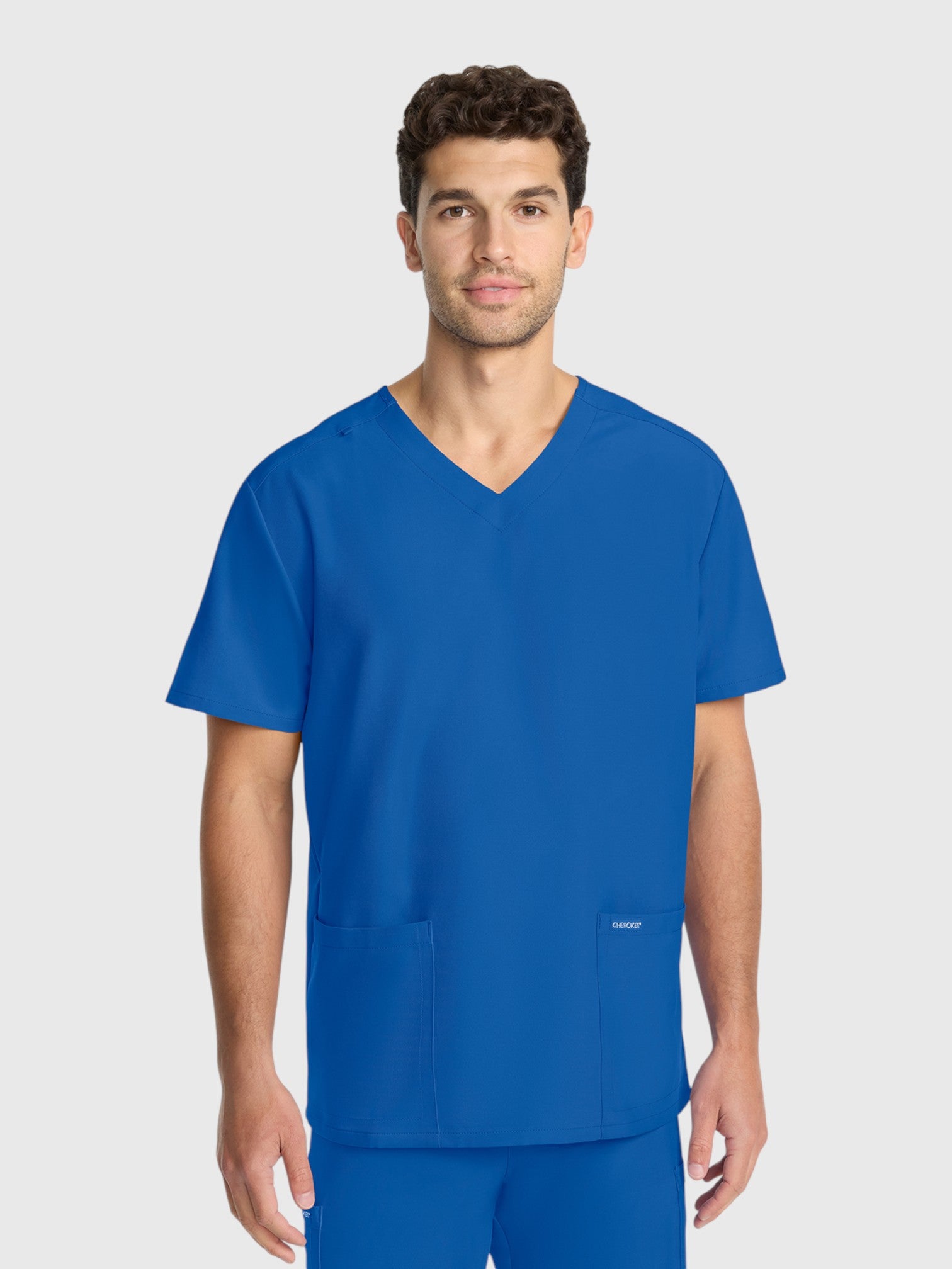 Modern V Neck 2 Pocket Unisex Scrub Top#Color_Royal Blue