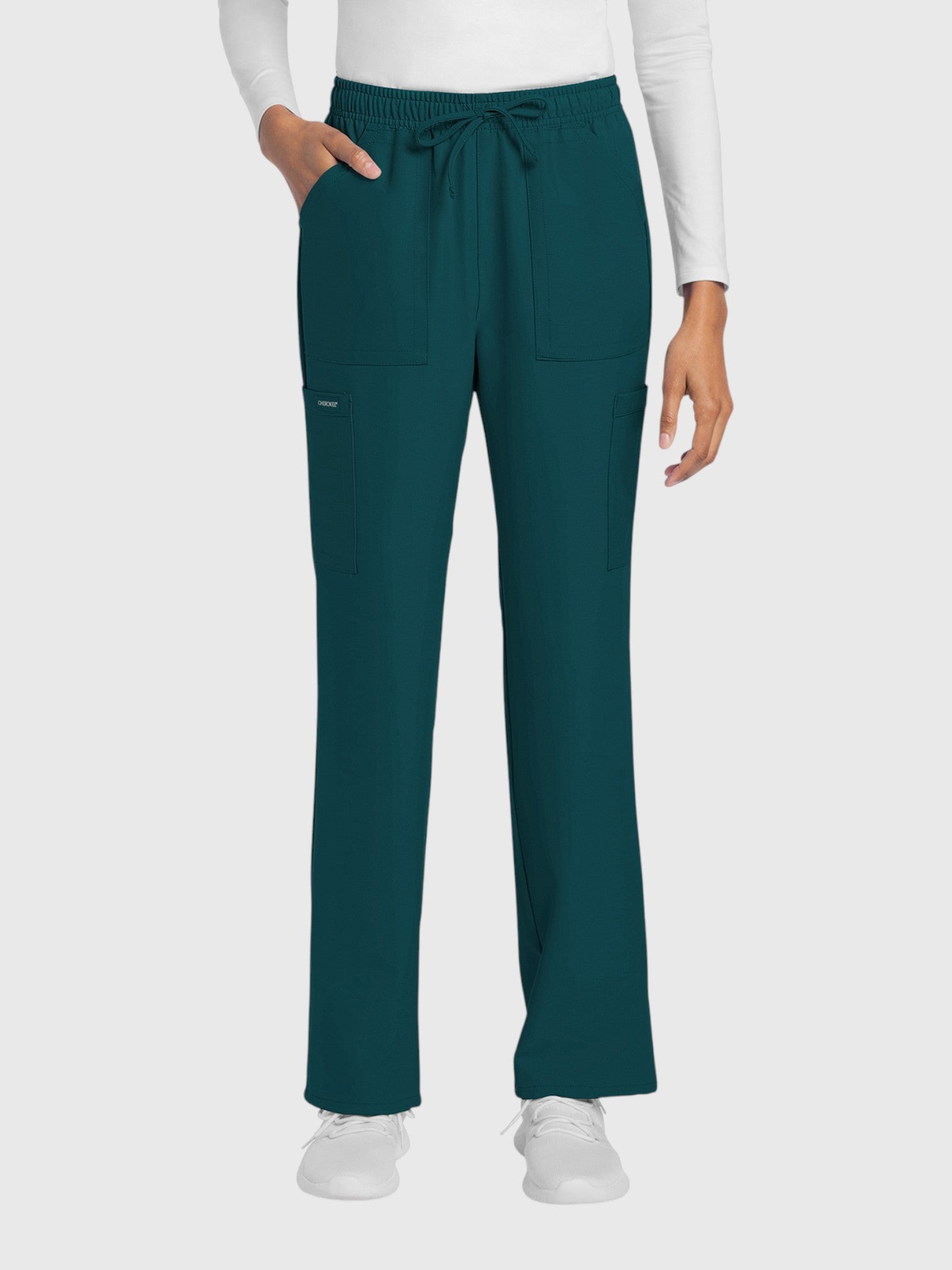 V-Neck Top | Straight Leg Pant 6 Pocket Women's Scrub Set#Color_
Caribbean Blue