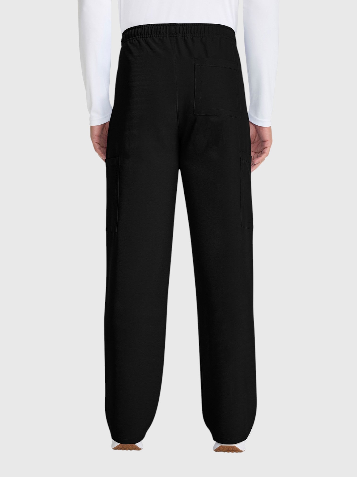 V-Neck Top | Straight Leg Pant 5 Pocket Unisex Scrub Set#Color_Black