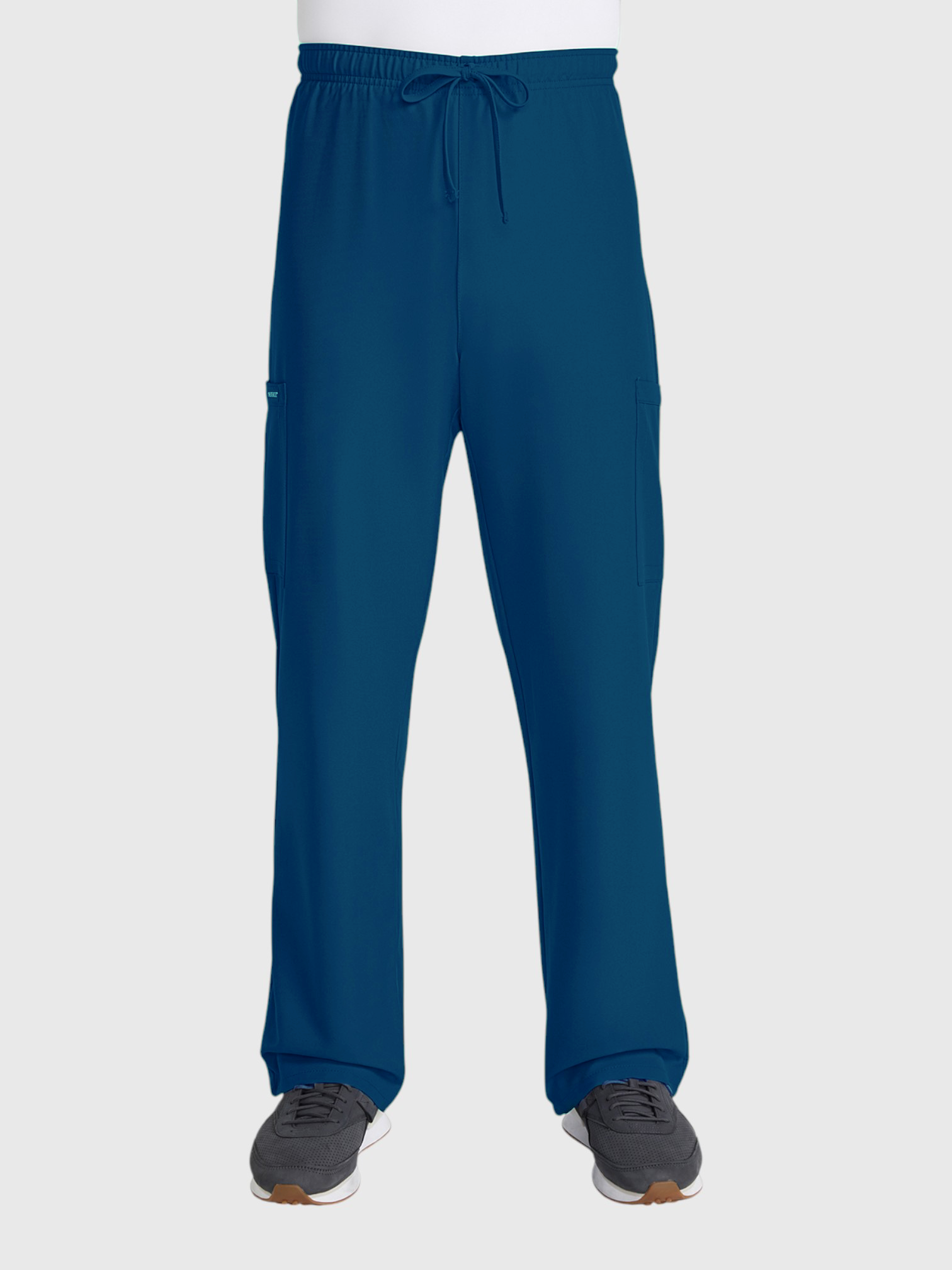 V-Neck Top | Straight Leg Pant 5 Pocket Unisex Scrub Set#Color_Caribbean Blue