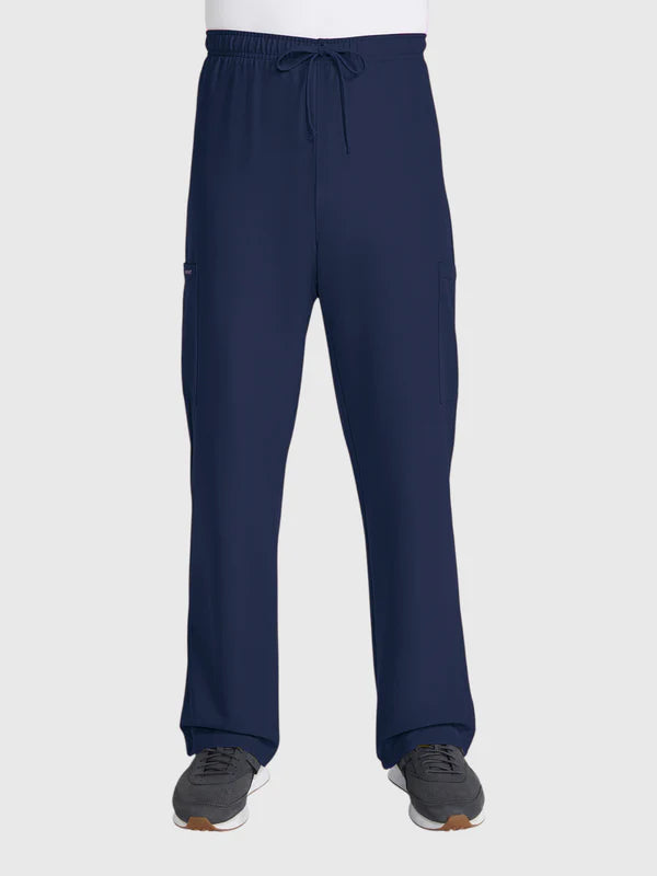 V-Neck Top | Straight Leg Pant 5 Pocket Unisex Scrub Set#Color_Navy Blue