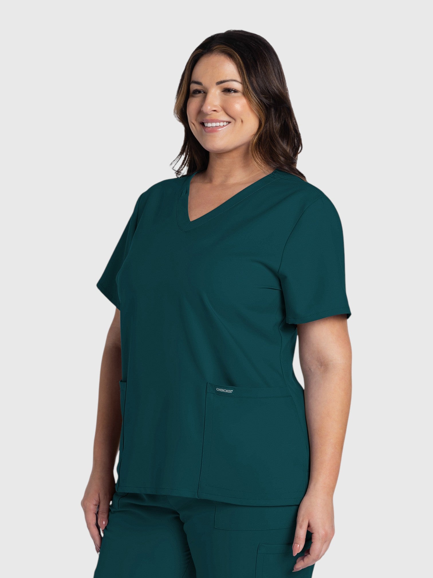 V-Neck Top | Straight Leg Pant 6 Pocket Women's Scrub Set#Color_Caribbean Blue
