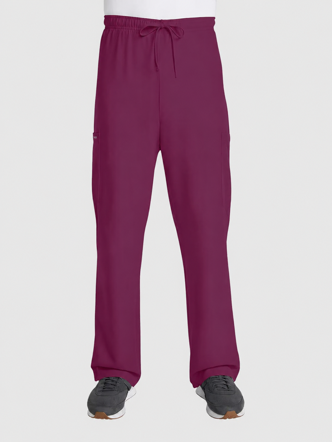V-Neck Top | Straight Leg Pant 5 Pocket Unisex Scrub Set#Color_Wine