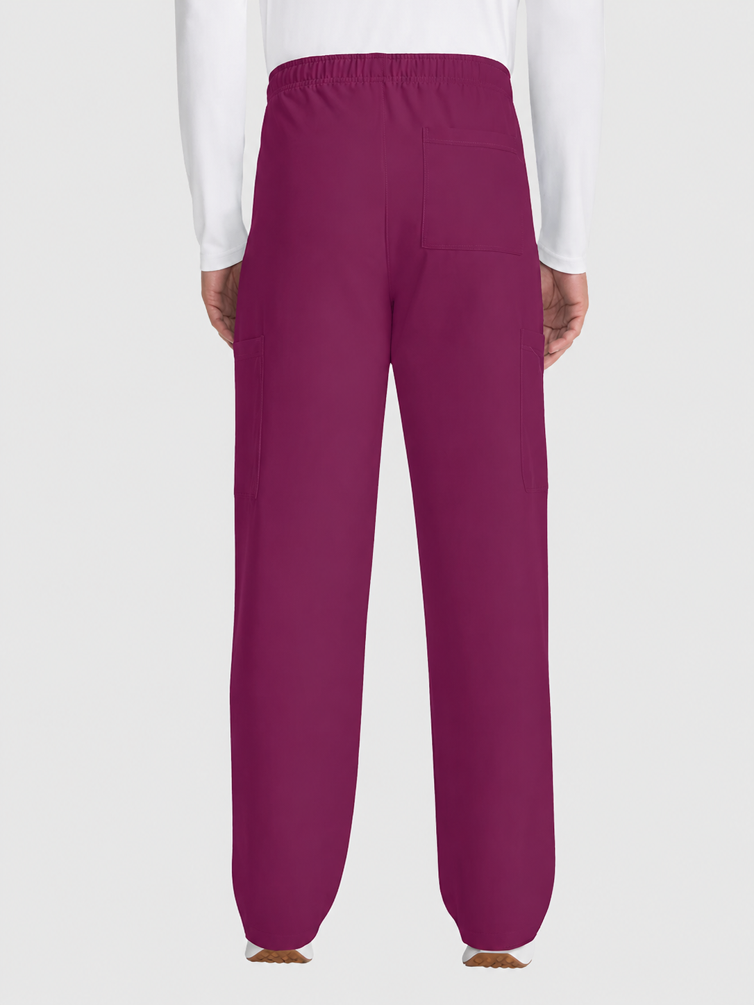V-Neck Top | Straight Leg Pant 5 Pocket Unisex Scrub Set#Color_Wine