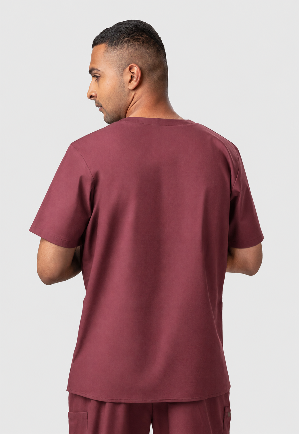 Modern V-Neck 3 Pocket Men's Cotton Scrub Top#Color_Royal Plum