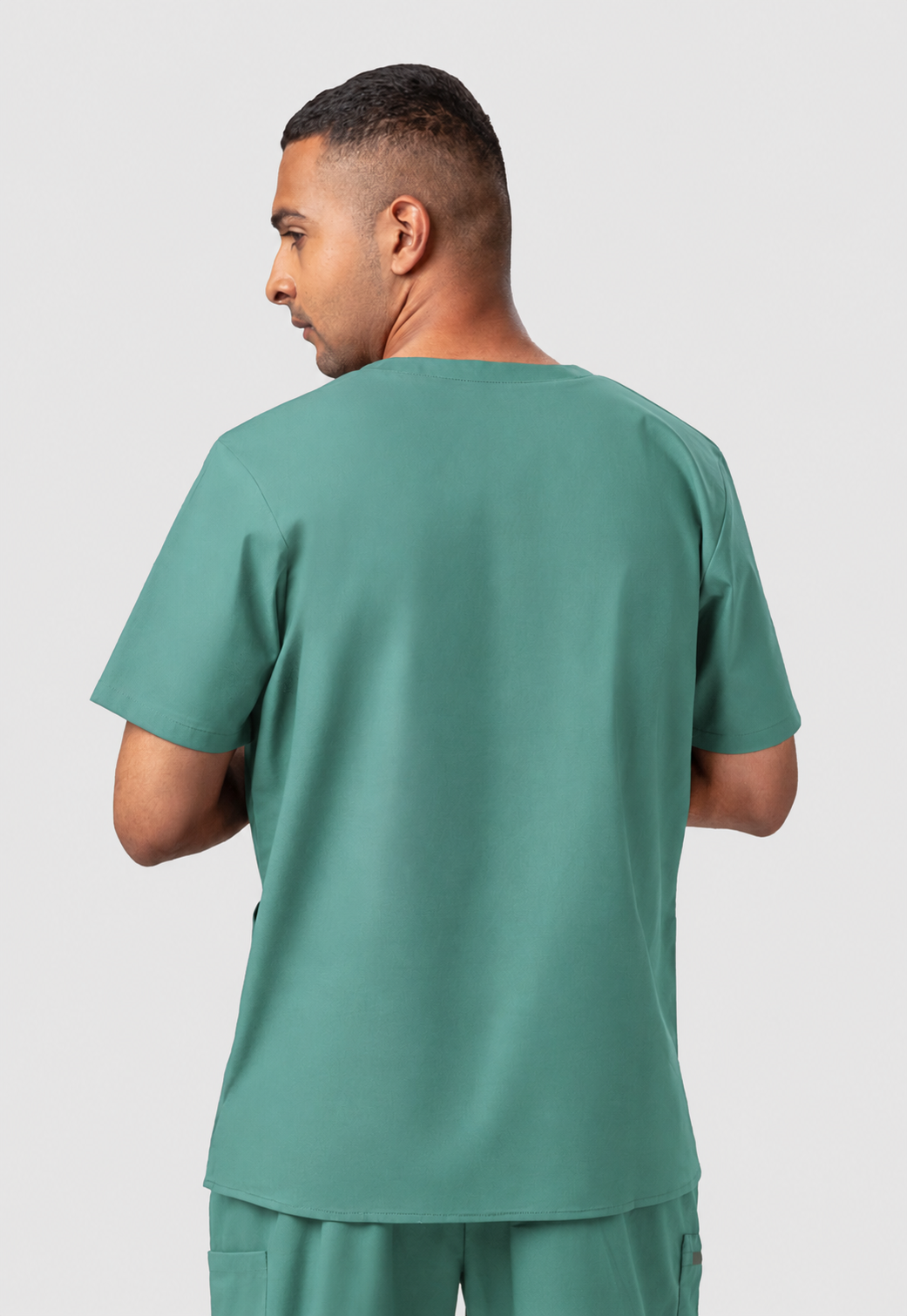 Modern V-Neck 3 Pocket Men's Cotton Scrub Top#Color_Ocean Teal