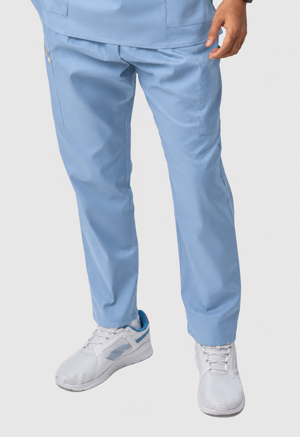 Straight 4 Pockets Men's Cotton Scrub Pant#Color_Ceil Blue
