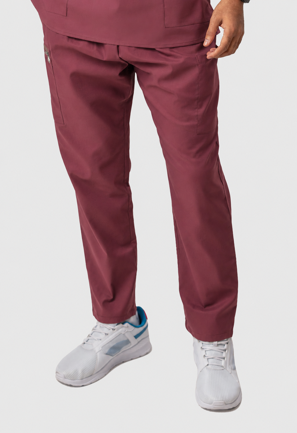Straight 4 Pockets Men's Cotton Scrub Pant#Color_Royal Plum