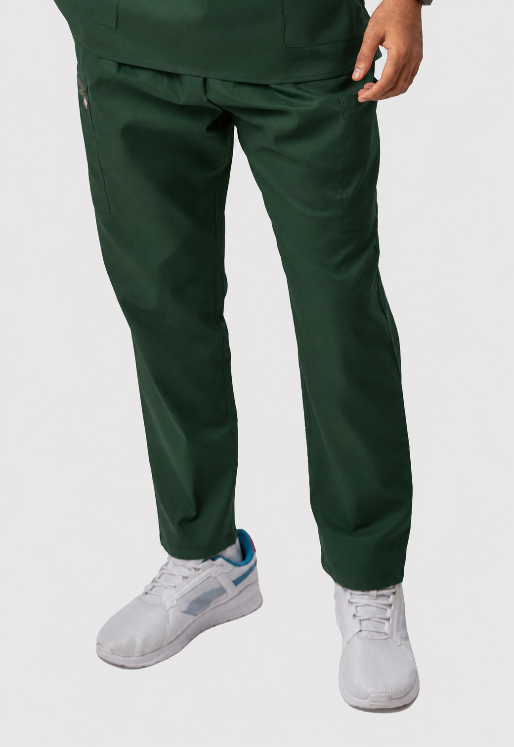 Straight 4 Pockets Men's Cotton Scrub Pant#Color_Forest Green