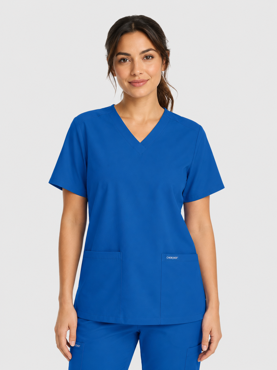 V-Neck Top | Straight Leg Pant 5 Pocket Unisex Scrub Set#Color_Royal Blue