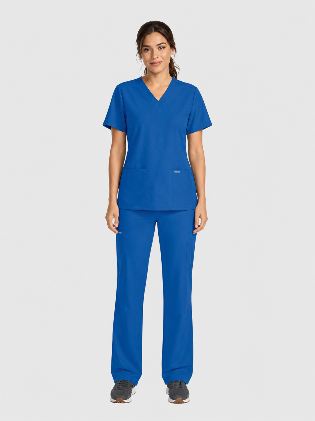 V-Neck Top | Straight Leg Pant 5 Pocket Unisex Scrub Set#Color_Royal Blue