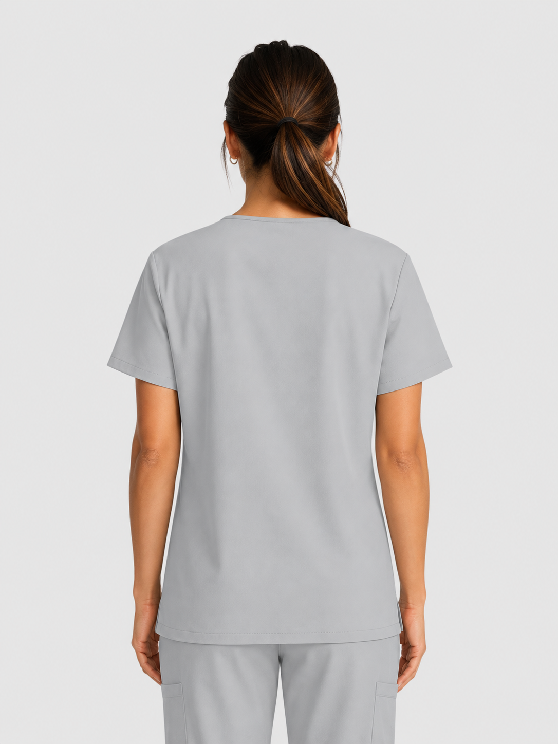 V-Neck Top | Straight Leg Pant 5 Pocket Unisex Scrub Set#Color_Grey