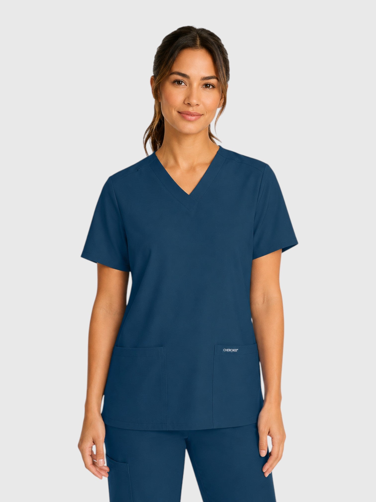 Modern V Neck 2 Pocket Unisex Scrub Top#Color_Caribbean Blue