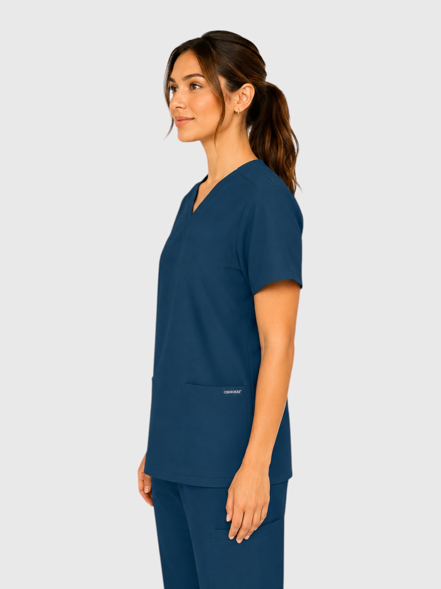 Modern V Neck 2 Pocket Unisex Scrub Top#Color_Caribbean Blue