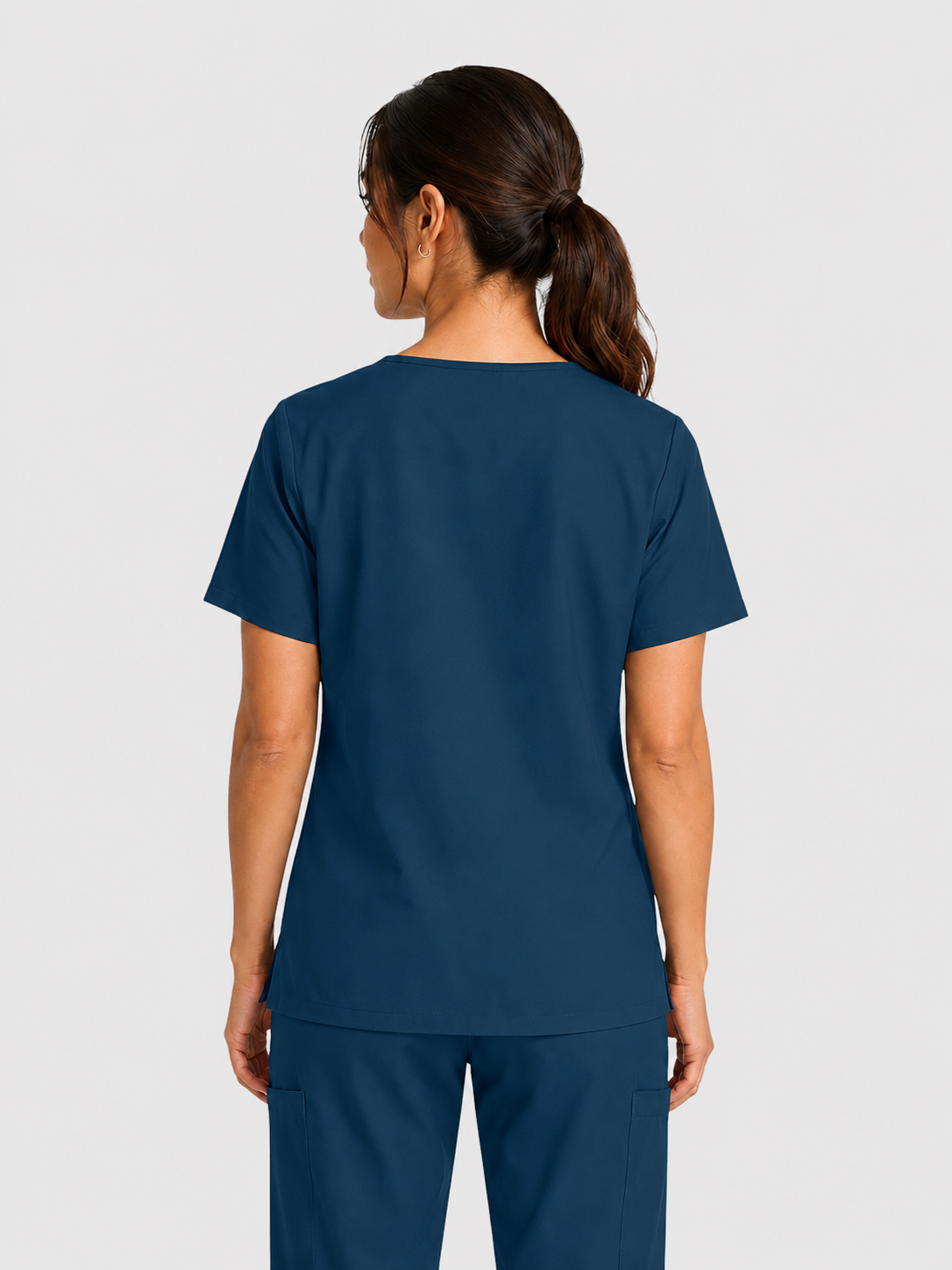 V-Neck Top | Straight Leg Pant 5 Pocket Unisex Scrub Set#Color_Caribbean Blue