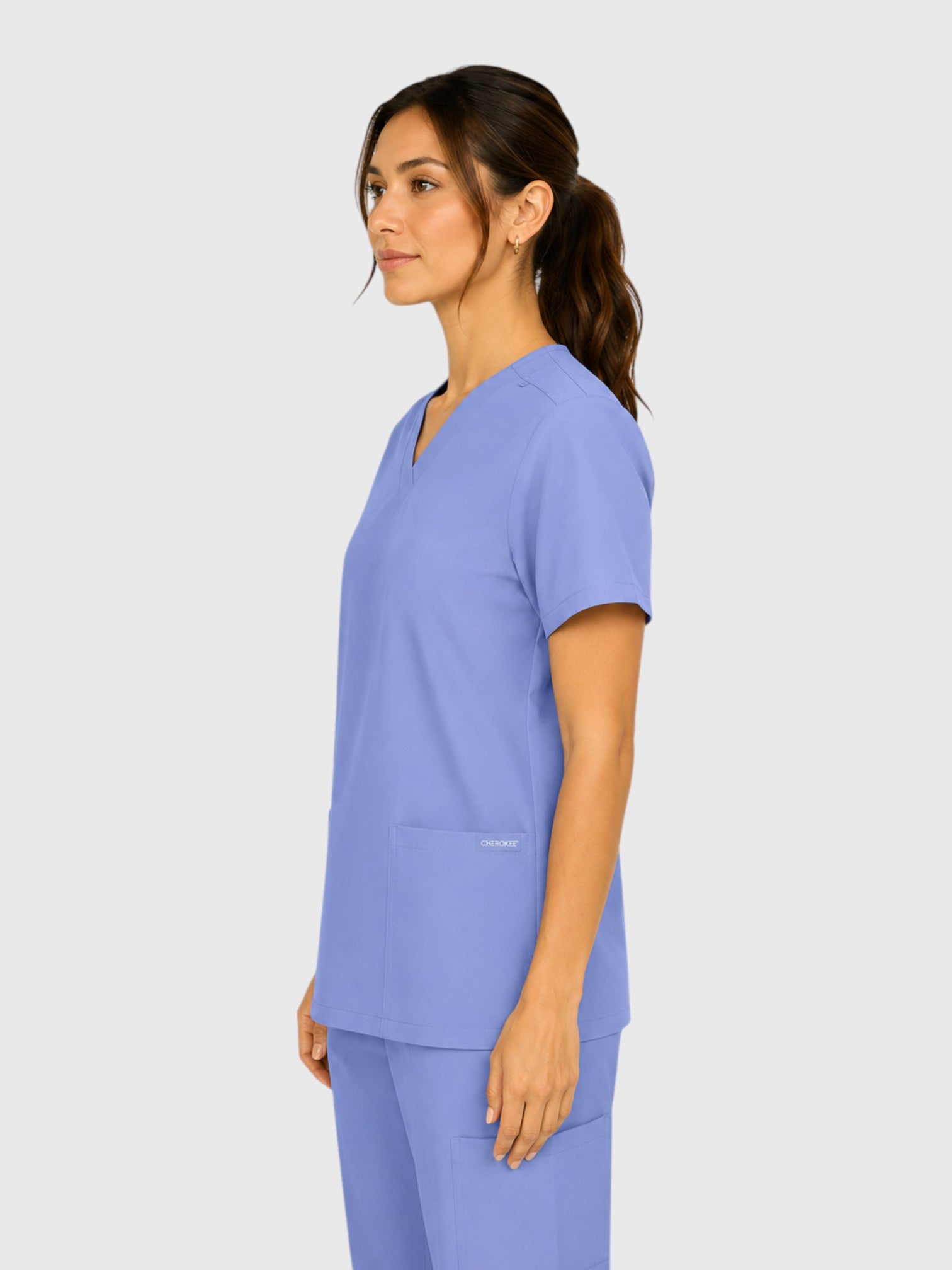 Modern V Neck 2 Pocket Unisex Scrub Top#Color_Ceil Blue