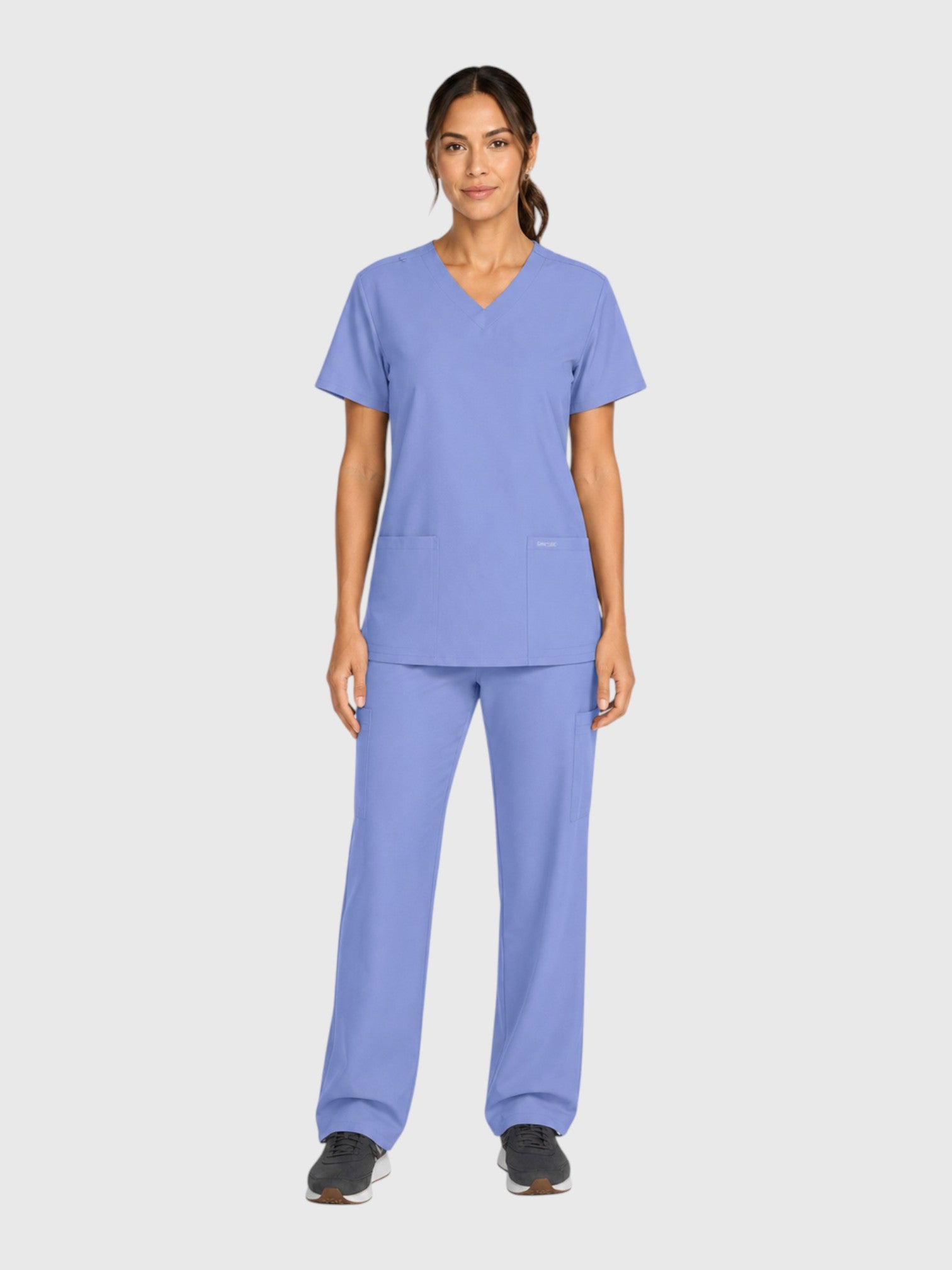 Modern V Neck 2 Pocket Unisex Scrub Top#Color_Ceil Blue