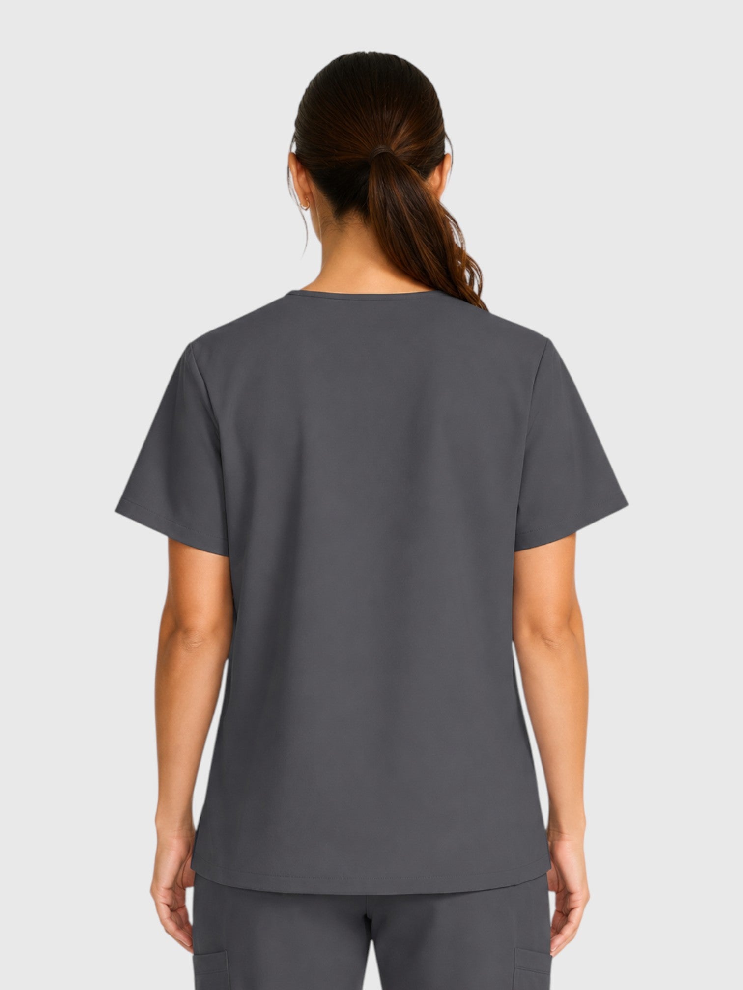 Modern V Neck 2 Pocket Unisex Scrub Top#Color_Pewter
