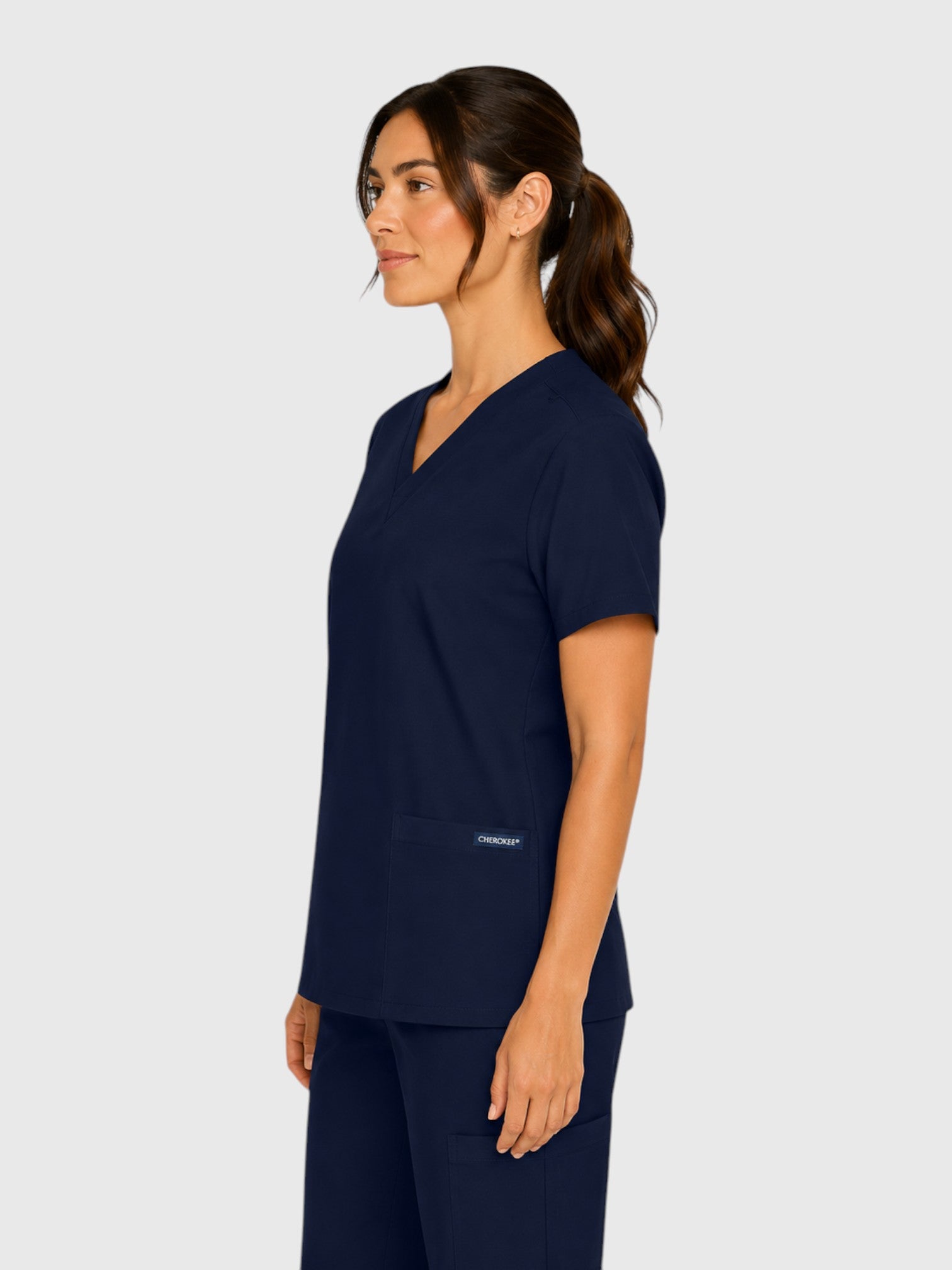 Modern V Neck 2 Pocket Unisex Scrub Top#Color_Navy Blue