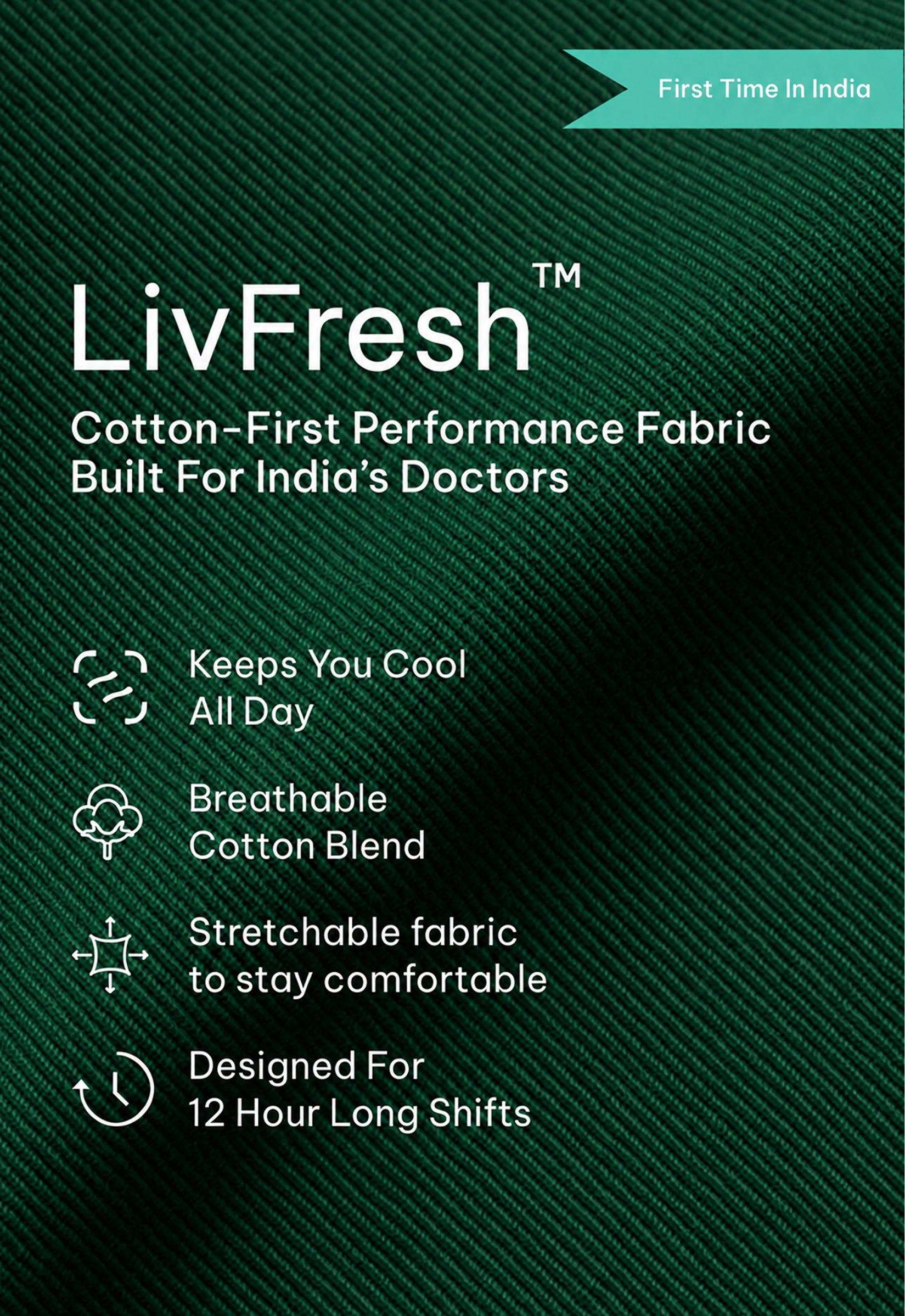 Mandarin Collar 3 Pocket Men's Cotton Scrub Top#Color_Forest Green