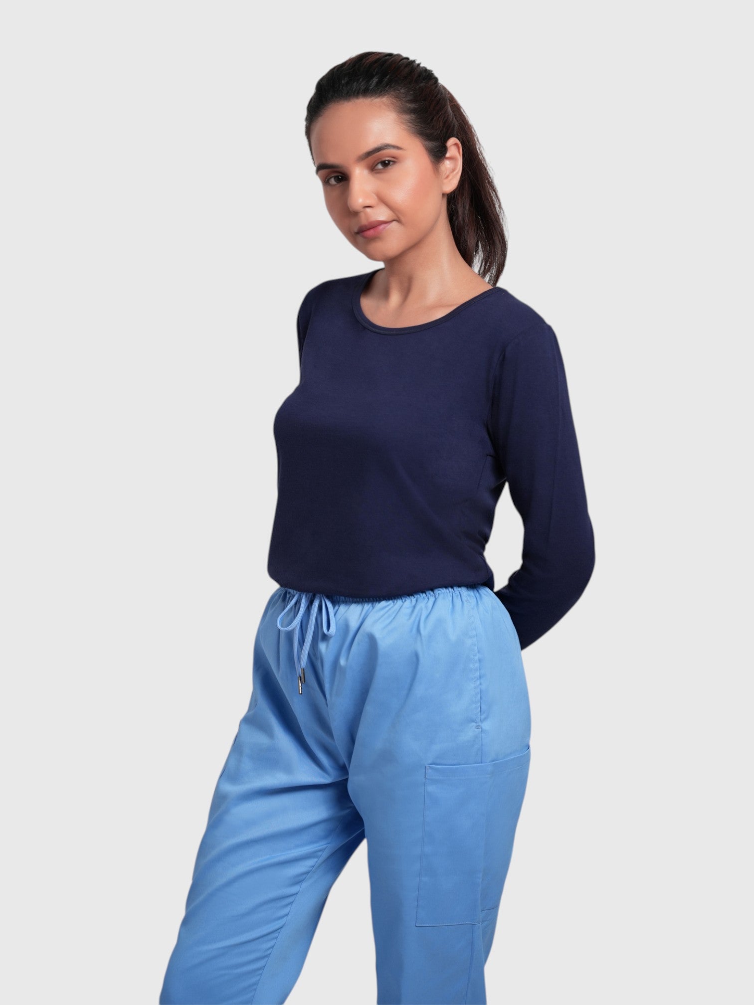 CloudFresh Women Full Sleeve Underscrub#Color_Navy Blue