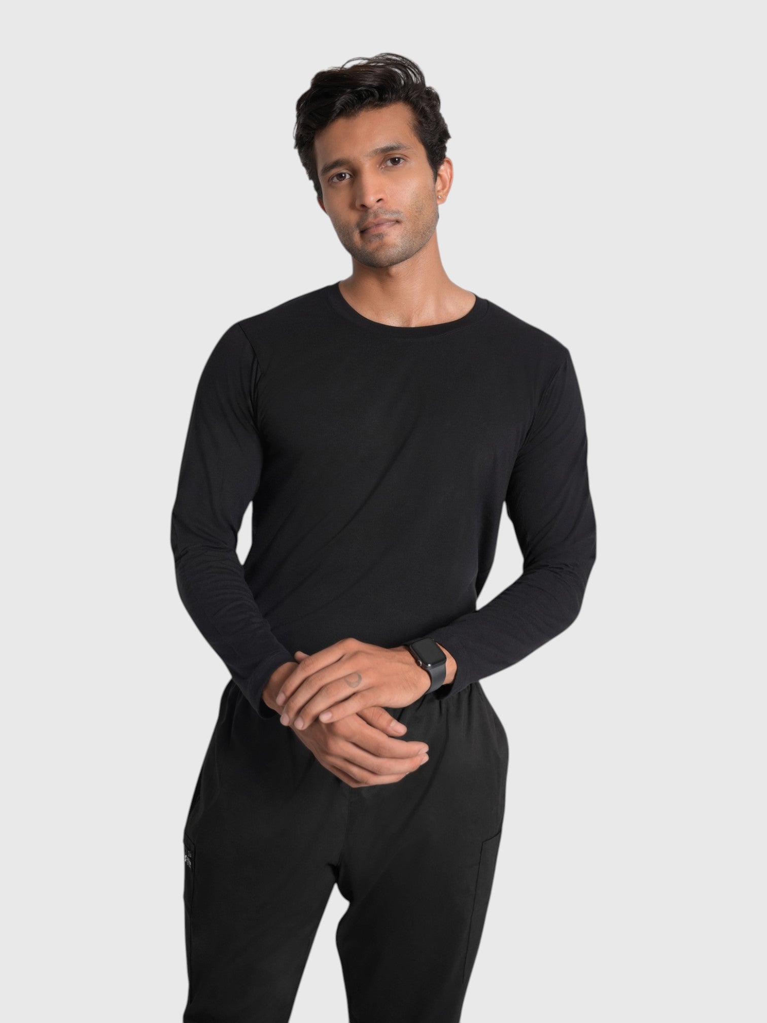 CloudFresh Men Full Sleeve Underscrub#Color_Black