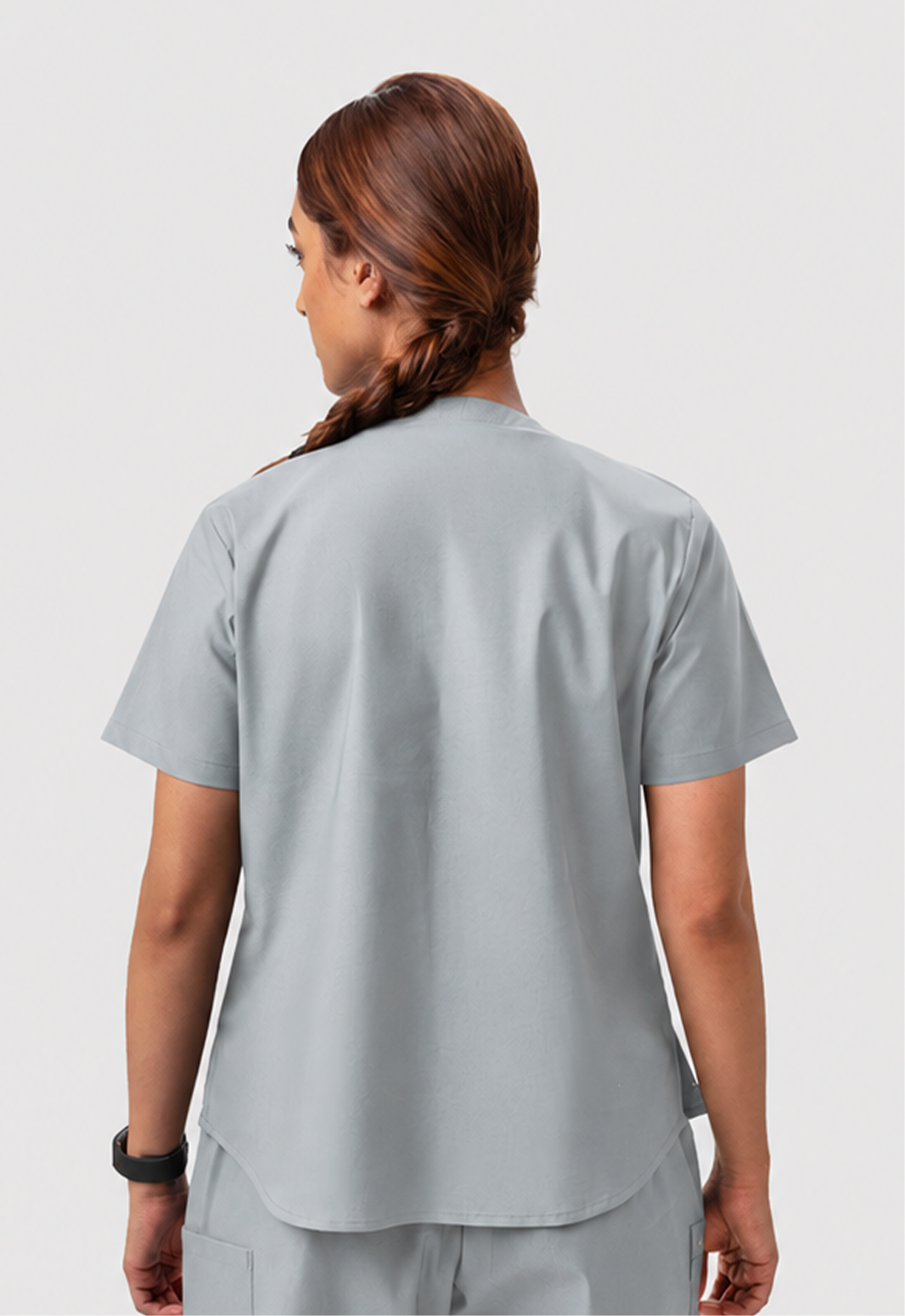 Modern V-Neck 2 Pocket Women's Cotton Scrub Top#Color_Slate Grey
