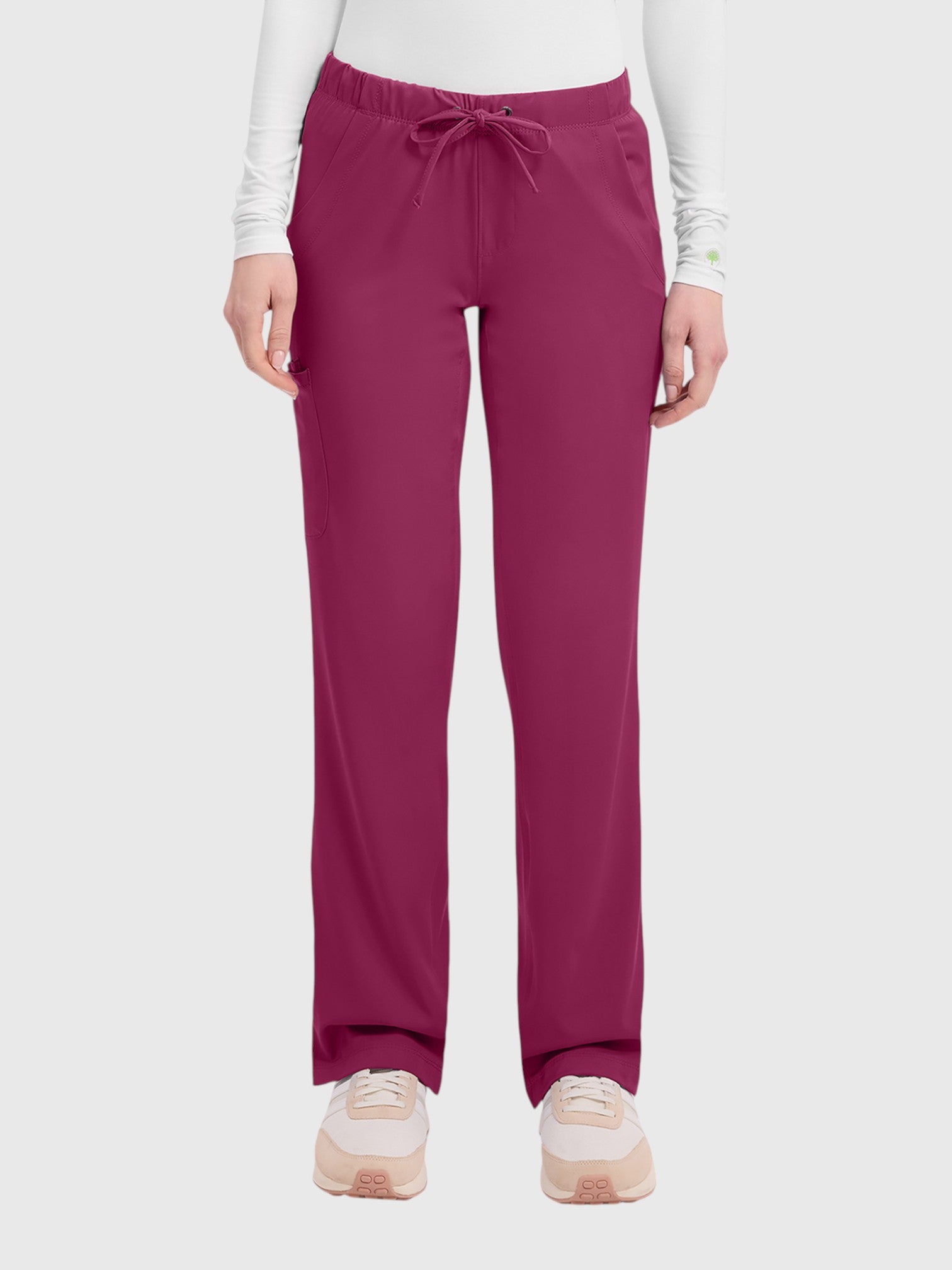 V-Neck Top | Cargo Pant 10 Pocket Women's Scrub Set#Color_Wine