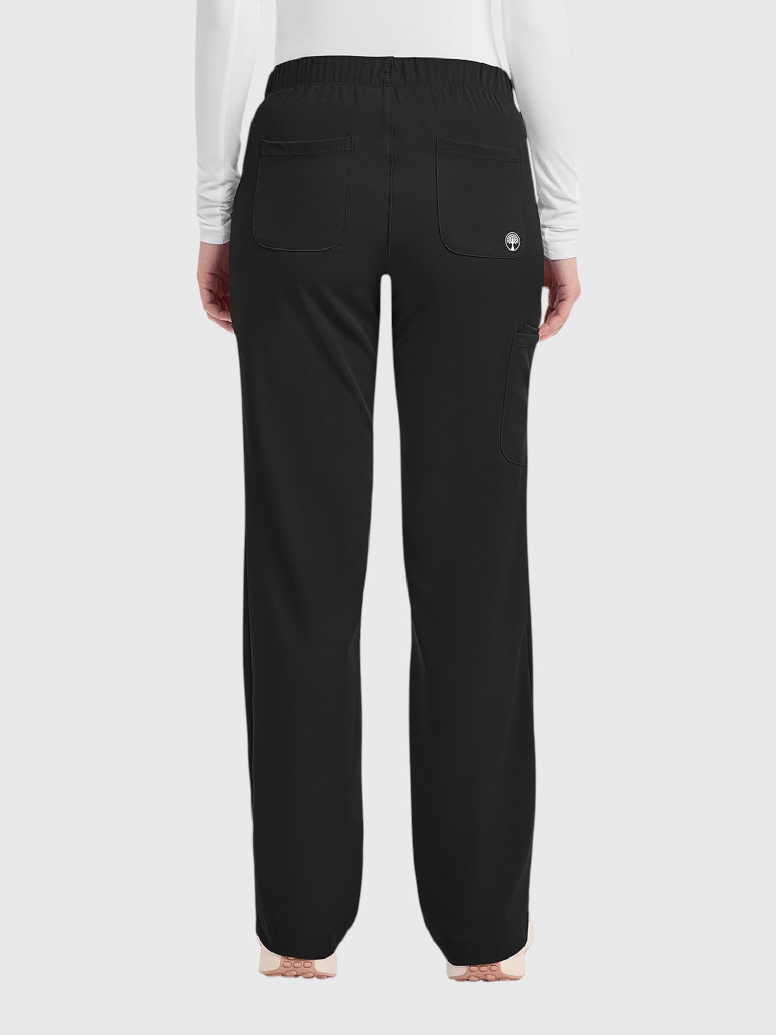 V-Neck Top | Cargo Pant 10 Pocket Women's Scrub Set#Color_Black