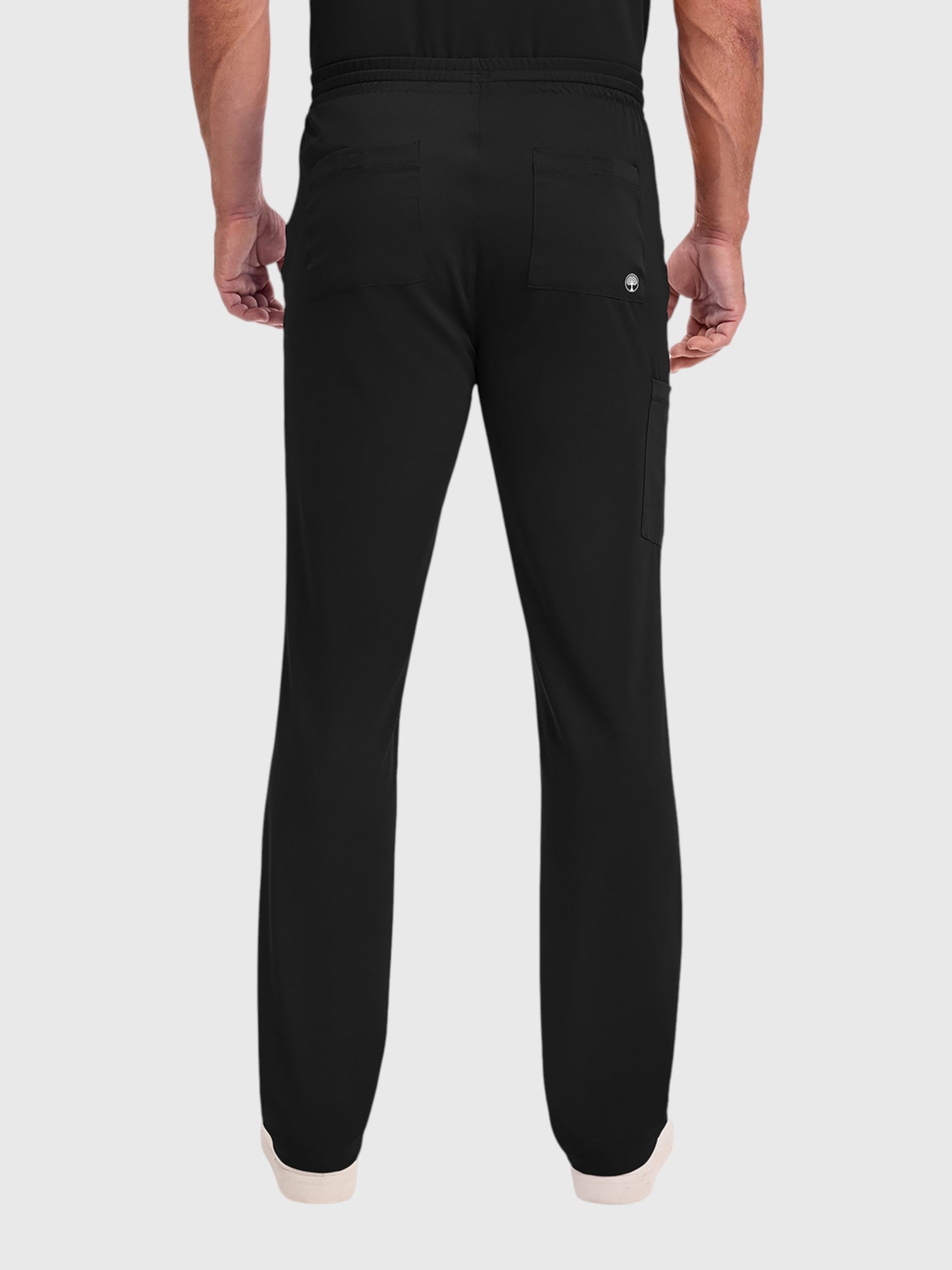 V-Neck Top | Cargo Pant 10 Pocket Men's Scrub Set#Color_Black