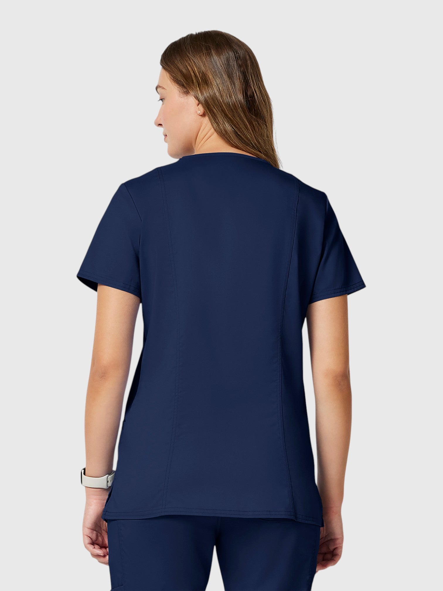 V-Neck Top | Tapered Leg Drawsting Pant 8 Pocket Women's Scrub Set#Color_Navy Blue